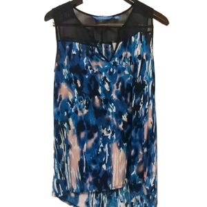 Simply Vera Vera Wang Blue and Black Sleeveless Top